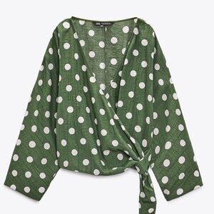 Zara NWT Polka Dot Wrap Shirt-Size Small
